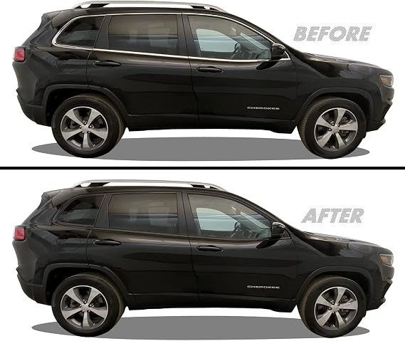 Chrome Delete Blackout Vinyl Overlay for 2014-2021 Jeep Cherokee Window Trim (Gloss Black)