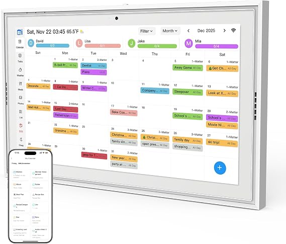 Smart Digital Calendar: 15.6-Inch Electronic Wall Calendars & Chore Chart