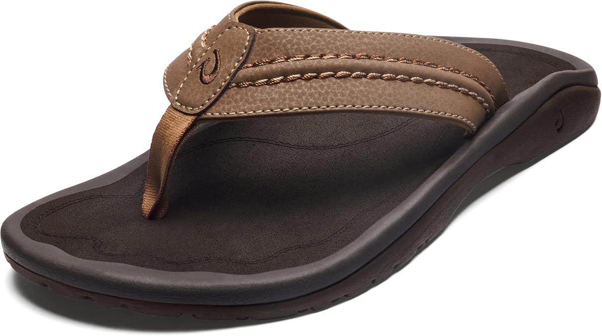 OluKai Hokua Men's Beach Sandals, Quick-Dry Flip-Flop Slides | Water Resistant & Wet Grip Rubber Soles, Compression Molded Footbed & Soft Comfort Fit