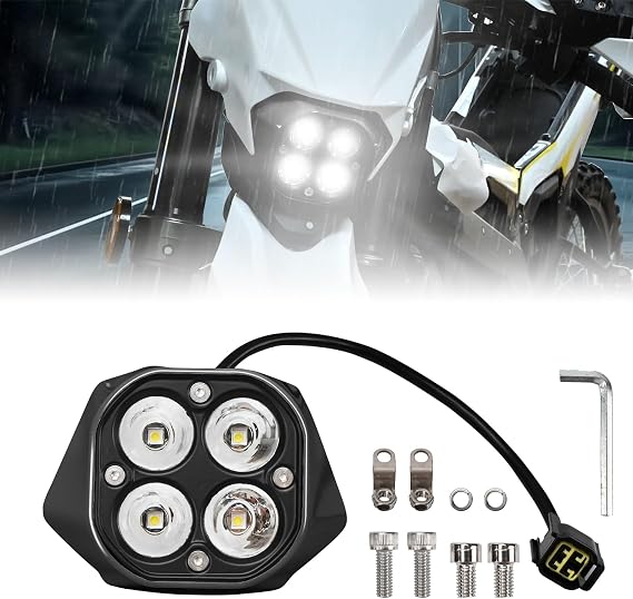 Upgrade LED Headlight Kit with Black Cover,Plug N Play LED Front Headlight Front Lamp Light With Mounting Bracket Square Bulbs Headlamp Assemblies for Sur Ron Ultra Bee 2022+