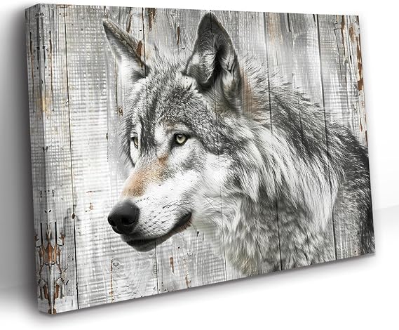 PBXBJY Wolf Canvas Wall Art Wild Animal Pictures Wolf Portrait Painting Posters Wildlife Print Modern Artwork for Living Room Office Kids Room Decor Frame (20.00" x 30.00")