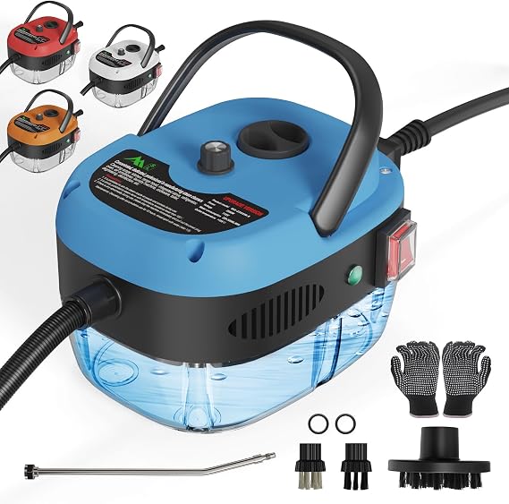 Handheld Steam Cleaner, 2500W Hand-Held High Pressure Portable Cleaning Machine with 3 Brush, High Temperature Steamer for Home Use, Kitchen, Furniture, Bathroom, Car (Blue)