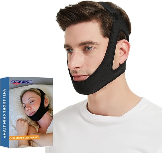 Chin Strap for Snoring - Adjustable Chin Strap for CPAP Users - Better Sleep Anti Snoring Chin Strap for Men and Women (Black)
