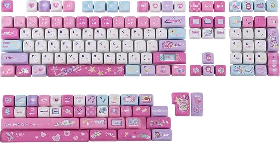 KiiBoom X Elyxirine Digital Dreams: Pastel Y2K Keycap Set, 144 Keys