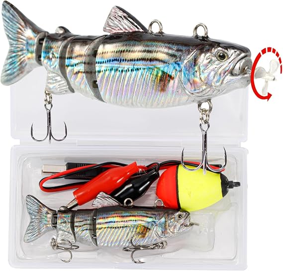 Robotic Swimming Fishing Bait Electric Lures 3.5" USB Rechargeable LED Light Wobbler 4-Segement Multi Jointed Swimbait Hard Lures Fishing Tackle