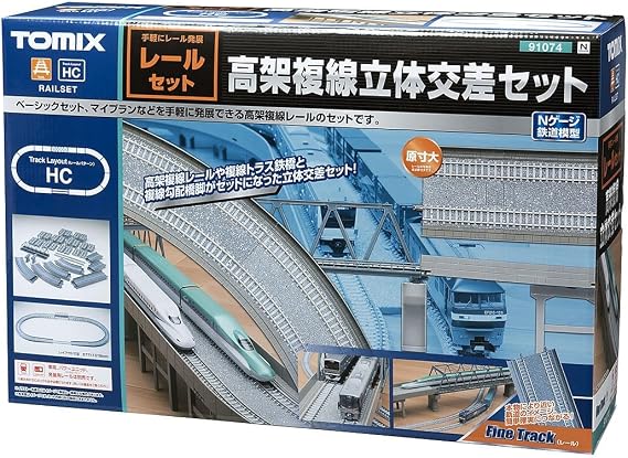 TOMYTEC 91074 TOMIX N Gauge Rail Set, Elevated Double Wire 3D Crossing Set, HC Pattern