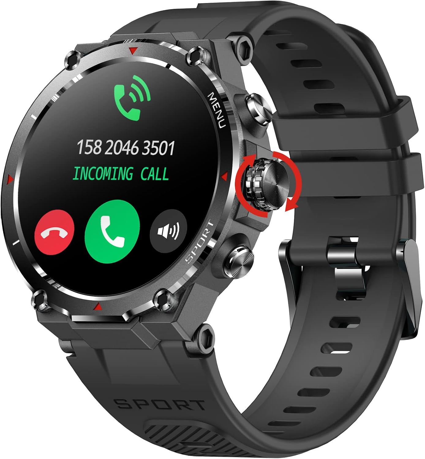 Military Smart Watch for Men Outdoor Rugged Tactical Smartwatch Bluetooth Answer Make Calls 1.32 HD Fitness Tracker Watch Heart Rate Monitor Sleep Tracker Pedometer for iPhone Android Phones