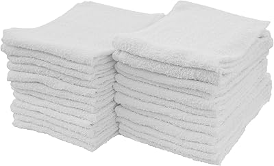 S&T INC. Multipurpose Cotton Terry Cleaning Towels for Home, Car, Automotive, and Garage Cleaning Supplies, 14 Inch x 17 Inch, White, 24 Pack
