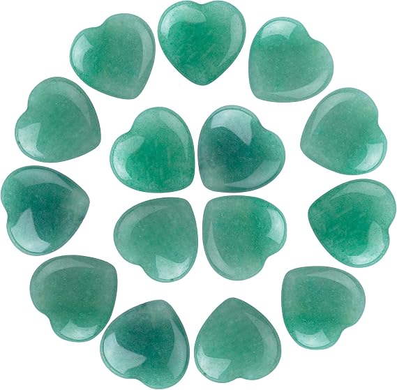 10 PCS Heart Green Aventurine Crystals, Natural Polished Green Aventurine Stone, Heart Love Carved Healing Crystal Worry Stone