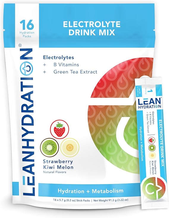 Daily Electrolyte Packets Drink Mix | Zero Calories, Zero Sugar Plus Vitamins, Minerals & More | 16 ct (Strawberry Kiwi Melon)