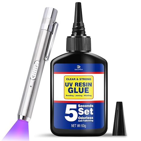 UV Resin Kit with Light, 60g UV Glue for Bonding & Curing in Seconds