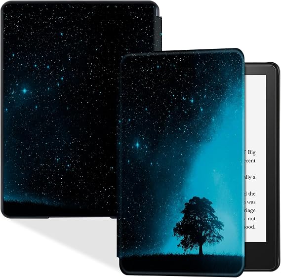 Case for 6.8" Kindle Paperwhite 11th Gen 2021, Vast Starry Sky | Thin & Lightweight,Hard Back Shell Design,PU Leather Protective Cover,with Auto Sleep/Wake