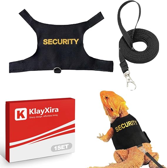 Adjustable Bearded Dragon Harness and Leash,Reptile Safety Design Lizard Leash with Costume Design, for Bearded Dragons and Small Pet Outdoor Use