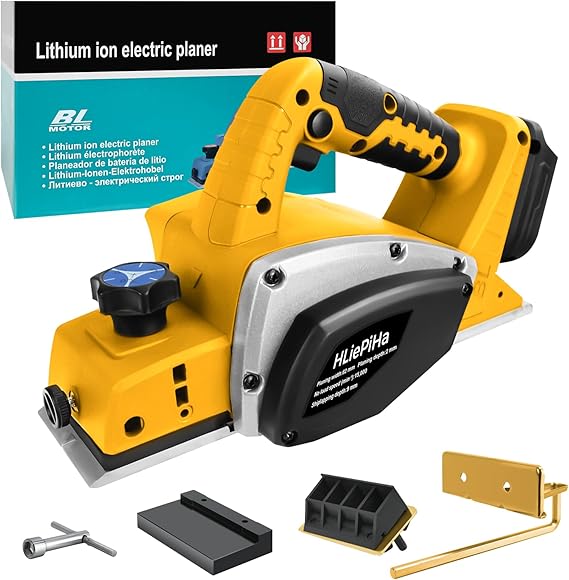 Cordless Handheld Planer for Dewalt 20v Battery, Brushless Power Planer | 15000 RPM Power Wood Planer, 3-1/4 Inch for Woodworking, Carpenter Home DIY(No Battery)