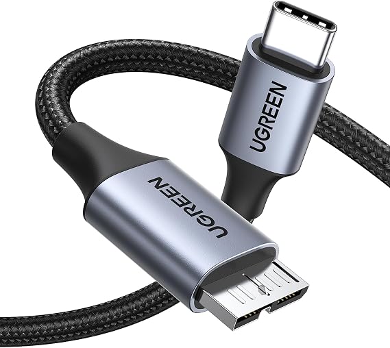 UGREEN 10Gbps USB C to Micro B Cable 1.5FT for External Hard Drive | 10Gbps transfer speed, braided shield, 40000+ bend tests, aluminum alloy shell, wide device compatibility