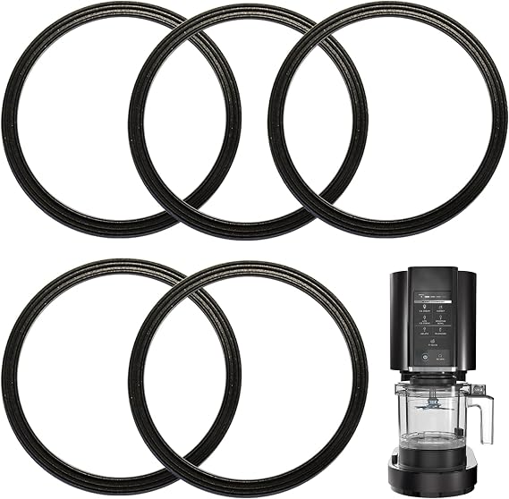 5 Pcs Blender Gasket Replacement Rubber Ring Seal Rings Gaskets Part for Ninja NC299AMZ/NC301/NC300/NC201/NC101 Series Replacement Parts Accessories Blender