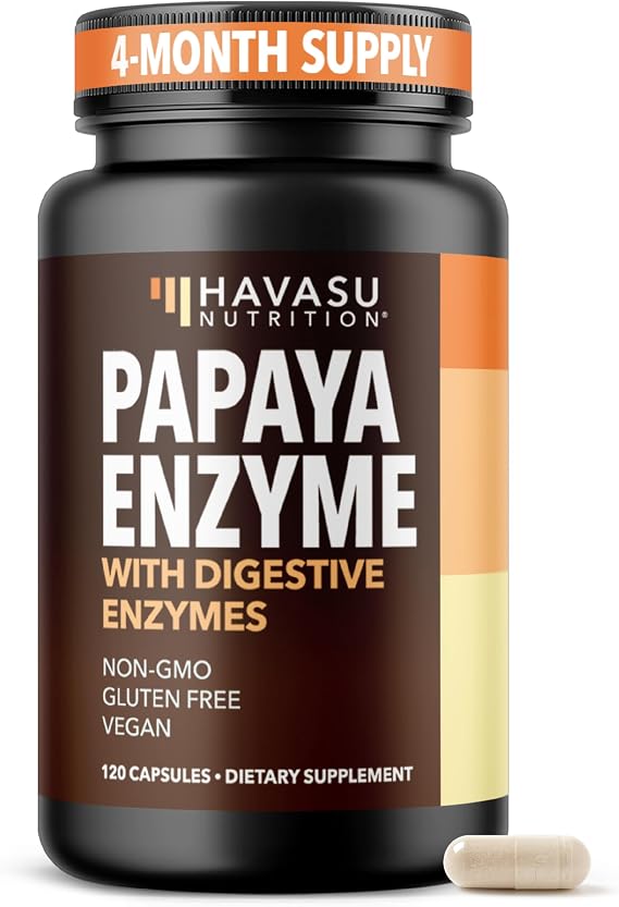 Papaya Enzymes for Digestion Support, Vegan and Gluten Free, 120 Servings