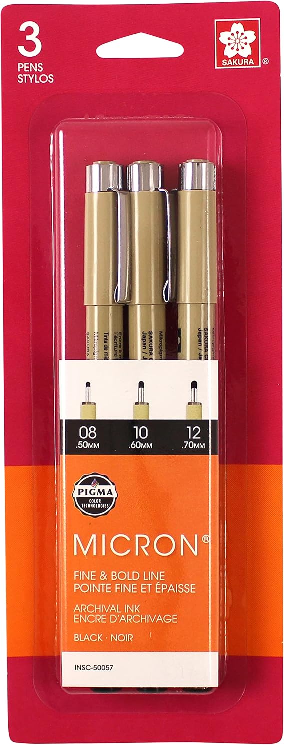 Pigma Micron 3 Piece Set, Black