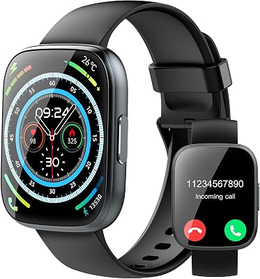 Smart Watches for Men Women, 1.95 HD Touchscreen Fitness Tracker with Bluetooth Calls, IP68 Waterproof, 120 Sport Modes, 7-Day Battery, 247 Heart Rate & Sleep Monitor for Android iOS Black