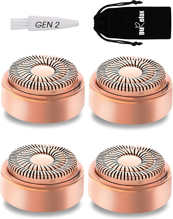 Replacement Heads for Flawless Facial Hair Remover,Gen 2 Replacement Blades for Finishing Touch Flawless Hair Removal, 18k Gold Heads with Storage Bag-4pcs