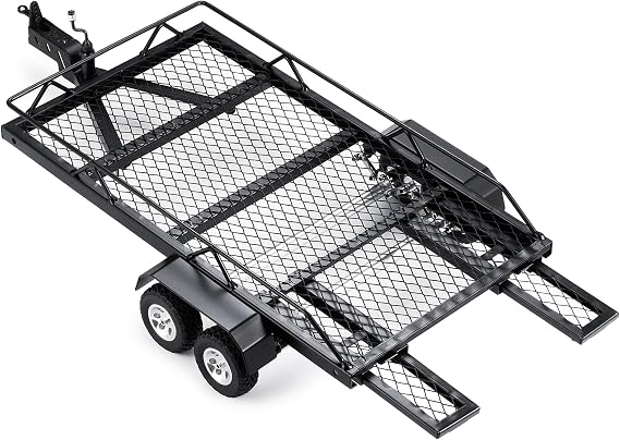 1/18th RC Trailer for Hauling Behind Car with Metal Hitch Mount for TRX4M Defender Bronco K10 RC Crawler Car Upgrade Parts