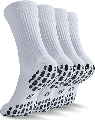 CWVLC Grip Socks Soccer - Cushioned Non-Slip Grippy for Men & Women Athletic - Barre Hospital Sticky Slipper Socks