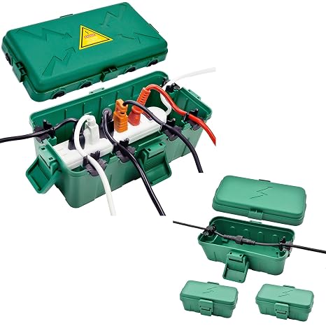 Medium IP54 Waterproof Outdoor Electrical Box(10.6x5.5x4.5inch),Small Weatherproof Electrical Connection Box(inner5.5 x 3 x 2.2inch) Protect Outlet,Plug,Timer,Power Strip,Holiday Light,Greenn