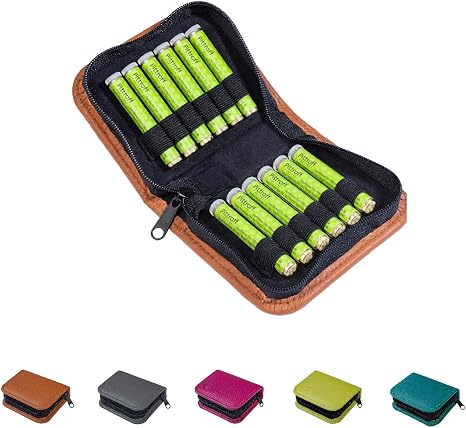 Homeopathic Pocket Pharmacy Globuli Bag for the Book The Great Homeopathy Manual (GU) by Dr. Markus Wiesenauer filled with Globuli Tubes (glass) made of genuine leather  12