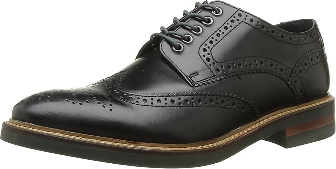 Base London Men's Woburn Brogue Black Leather Shoe (PI06012)