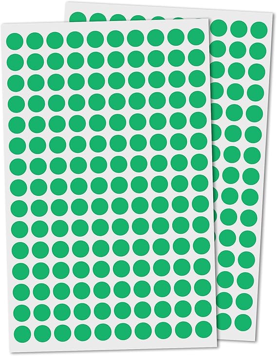 3000 Pack, 0.375" Round Dot Stickers Circle Labels - Green