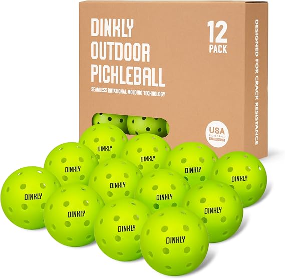 Pickleball Balls, Outdoor Pickleballs USAPA Approved, Enhanced Durability Pickle Ball with Roto-Molded & Seamless Design, 40 Holes Green Pickleballs for Beginners Professionals