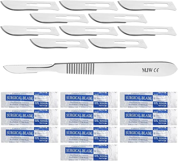 Scalpel Handle no.3 with 10 pcs Scalpel Cutting Edge # 10 Perfect for Hobby Arts, Crafts, and Grafting Tool Performance Handle Craft Scalpel