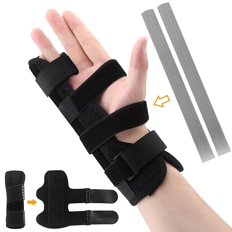 Finger Splint Brace - Adjustable Finger Brace for Ring and Pinky Finger + Trigger Finger Splint - Reversible Finger Immobilizer for Straightening Arthritis Sprains Pain Relief (Right or Left Hand)