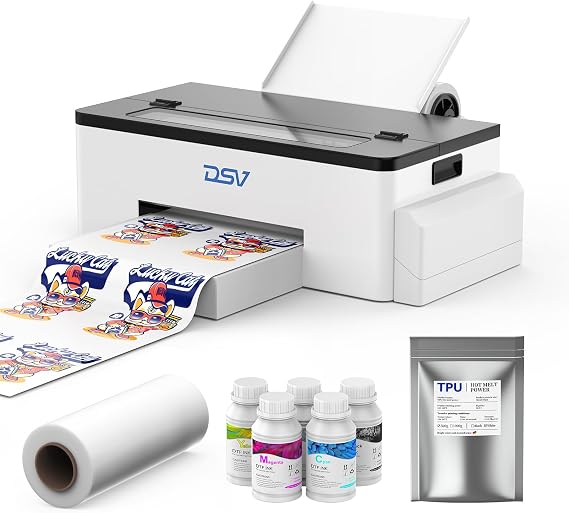 DSV DTF Printer A3 Roll L1800 Transfer Printing Machine,High-Speed Print for Fabrics,13 Wide DTF Bundles,White Ink Circulation & Auto-Cleaning,