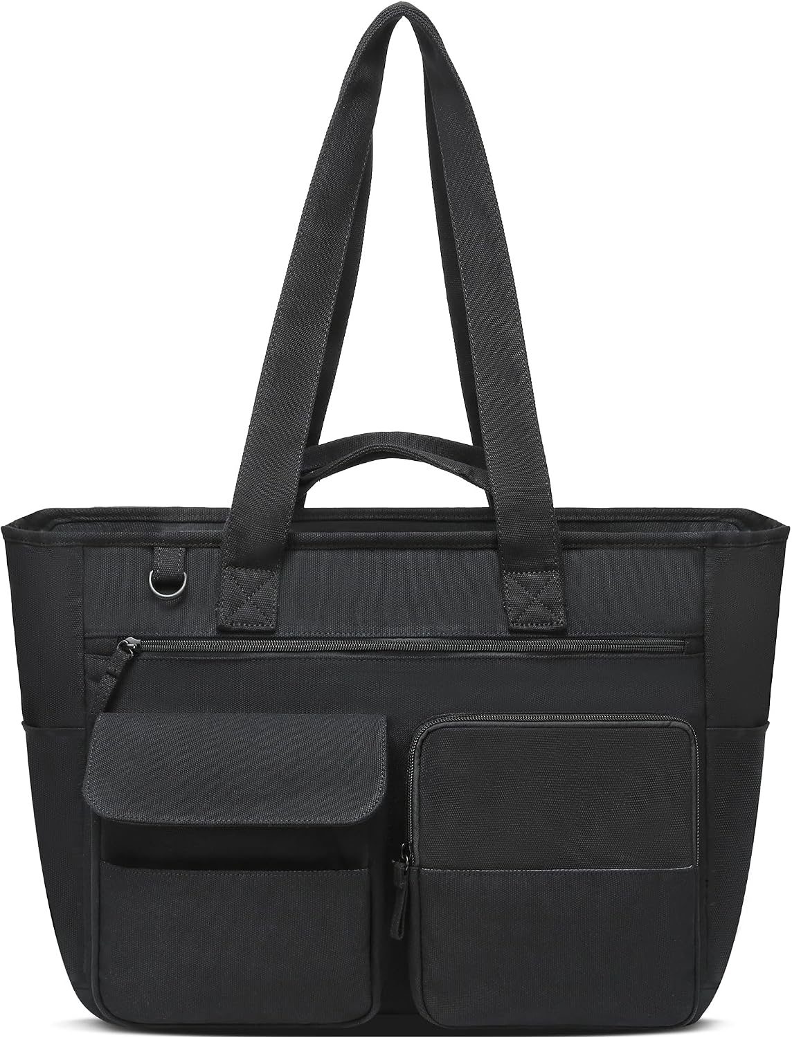 Large Canvas Tote Bag with Zipper and Pockets for Women Utility Totes with Laptop Compartment for Work School Travel