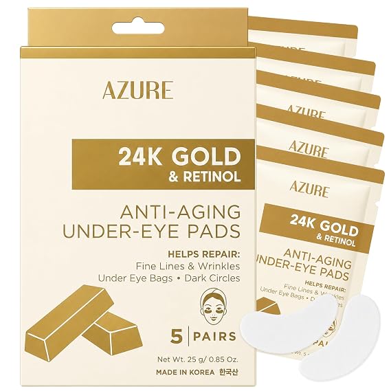 24K Gold & Retinol Under Eye Patches for Dark Circles, Dermatologist Tested