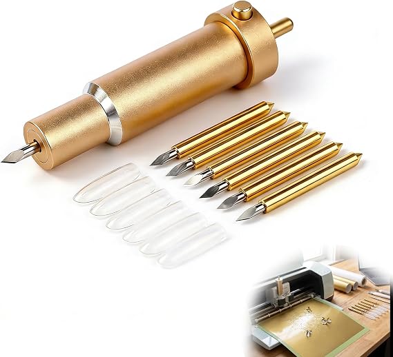 Jetstream Pack of 6 Premium Fine Cut Blade with Housing 30°/45°/60° Cutting Plotter Blades Premium Fine Cut Blade Compatible with Cricut Maker/Maker 3/Explore Air/Air 2/Air 3 Gold