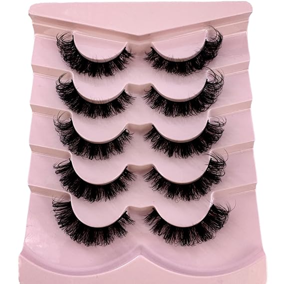 Cat eye Eyelashes 3D Natural False Lashes D Curl Fluffy Soft Cross 5 pairs Manga Lashes Wispy Natural Eyelash Extension Makeup (HB106)