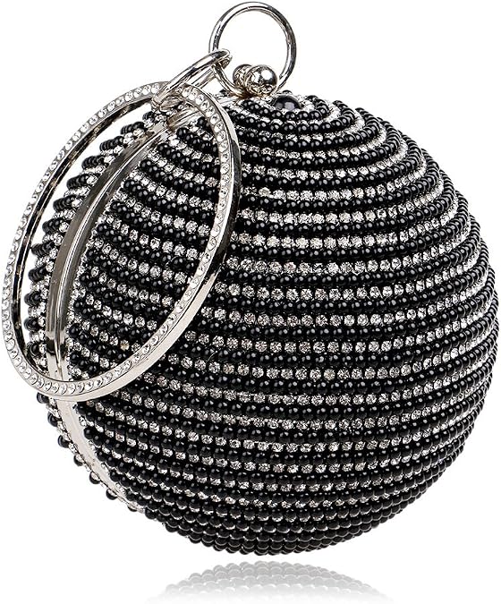 Ladies Wristlet Girls Rhinestone Handbags Ball Shape Shoulder Bags With Chain