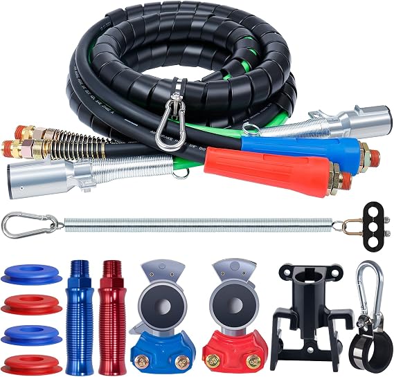 CheeMuii 12 FT Semi Truck Air Lines Kit 3-in-1 Air Hoses for Truck Trailer
