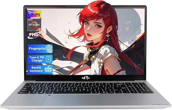 NIMO 15.6'' IPS FHD-Laptop, 16GB RAM 1TB SSD AMD Ryzen 5(Beat i5-1135G7, 4 Cores Up to 3.7GHz) Student Computer with 65W Type-C, Fingerprint, Backlit Keyboard, for Home and Business