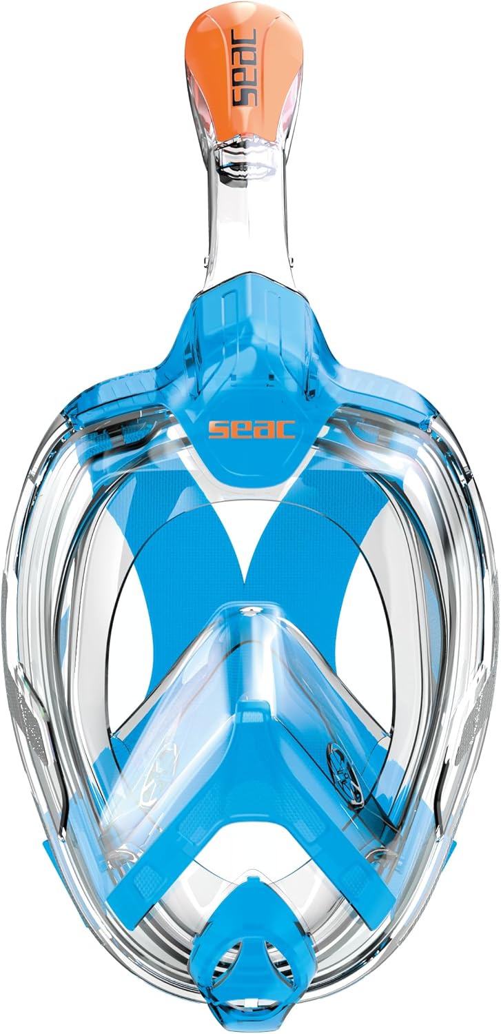 SEAC Amica, Full Face Snorkel Mask for Adults and Kids 6, Phthalate-Free, Hypoallergenic Polymer