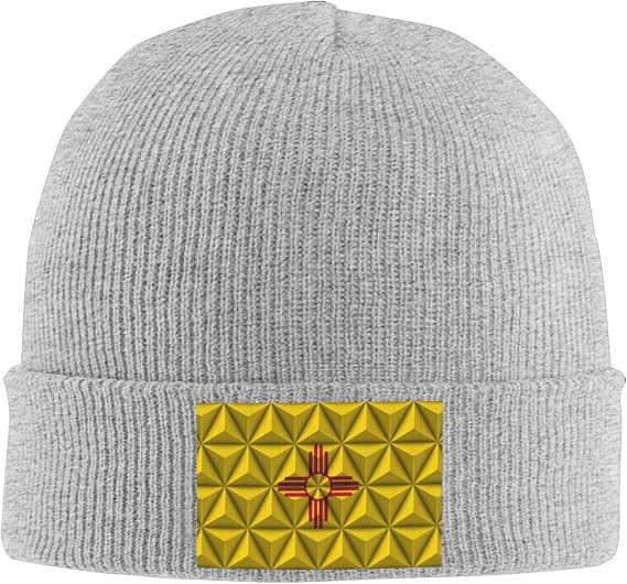 Polygon Effect of Flag of New Mexico Beanie for Men Women Winter Knit Hats Cuffed Skull Cap Ski Hat