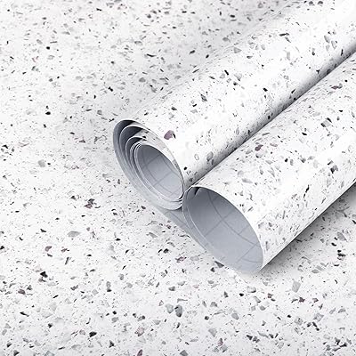 Decoroom Thickened Granite Contact Paper for Countertops, 11.8 x 197 Glossy Waterproof Peel and Stick, Self-Adhesive Marble Wallpaper for Kitchen, Bathroom, Cabinets and Countertop Refinishing