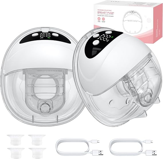 Wearable Electric Breast Pump, Hands-Free, Easy to Clean & Ultra Quiet (2 PCS)