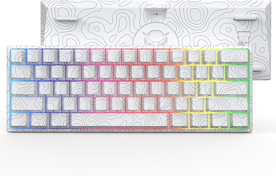 HITIME 60% Percent Keyboard, Topographic Theme Keyboard, XVX M61 Pro Bluetooth/2.4GHz/USB-C Wireless Mechanical Gaming Key Board