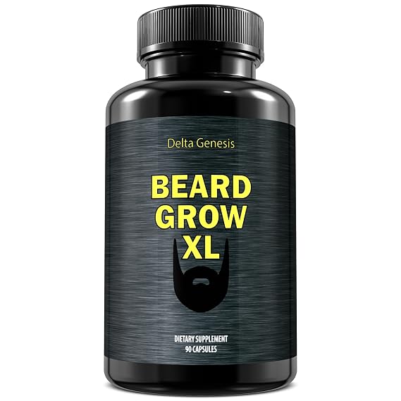 Beard Grow XL - Vegan Hair Growth Supplement for a Faster, Thicker, Fuller Beard - Enhances Your Grooming Kit