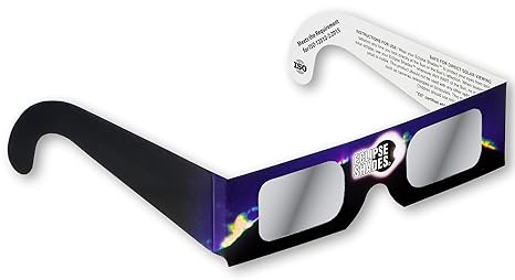 Rainbow Symphony Eclipse Glasses - ISO and CE Certified Safe Solar Eclipse Shades - Viewers and Filters - 10 Pack, Blue-black - Made in USA