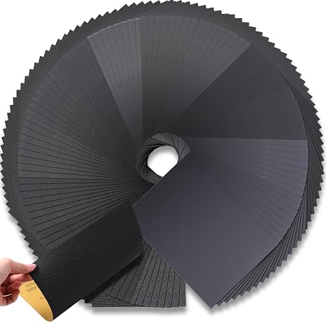112 Pieces Sandpapers 60 to 2000 Assorted Grit Dry Wet Abrasive Sandpaper 9 x 11 Inches Waterproof Sanding Paper Sheets for Metal Sanding Wood Furniture Finishing Automotive Polishing