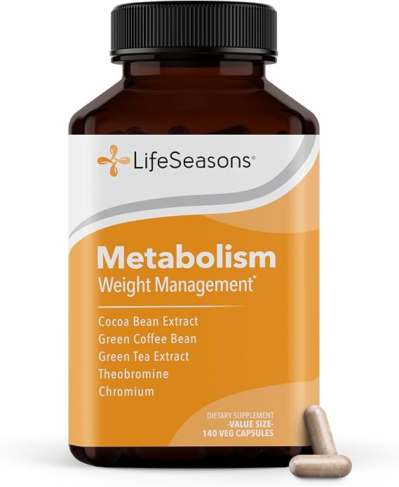 Metabolism - Weight Control Support & Energy Boosting Supplement - Natural Appetite Suppressant - Curbs Cravings - Green Tea, Coffee Bean, Chromium, Cacao & Theobromine - 140 Capsules